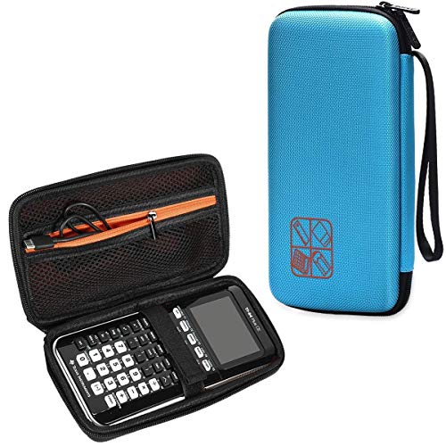 BOVKE Hard Graphing Calculator Carrying Case Replacement for Texas Instruments TI-84 Plus CE/TI-83 Plus CE/Casio fx-9750GII, Extra Pocket for USB Cables, Manual, Pencil, Ruler and Other Items, Blue