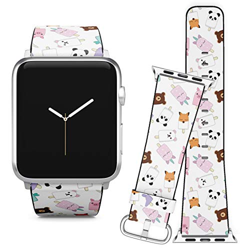 Compatible with Apple Watch (42/44 mm) Series 5, 4 3, 2, 1 // Leather Replacement Bracelet Strap Wristband + Adapters // Ice Cream