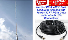 Load image into Gallery viewer, Harvest X510 V/UHF 2m/440 dual band base Antenna with 50 Ft Coax - 8.3dB/11.7dB
