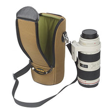 Load image into Gallery viewer, DLD-K Padded Thick Water-Resistant Lens Pouch Bag Case for Protect DSLR Camera Lens with Shoulder Strap For Canon 70-200/2.8 / Nikon 70-200/2.8 (Khaki)
