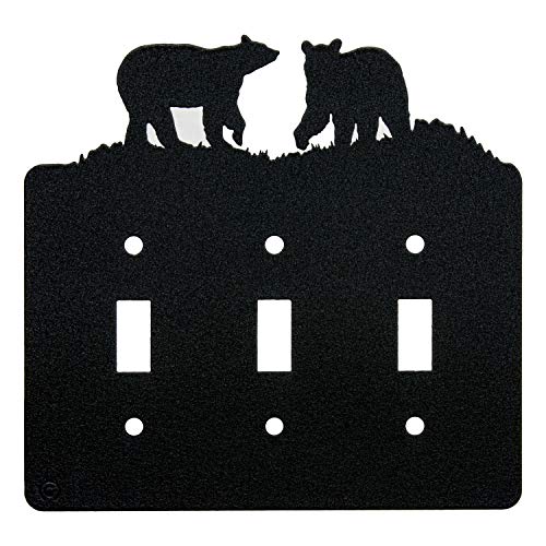 Bear Triple Toggle Light Switch Wall Plate (Triple Toggle, Black)