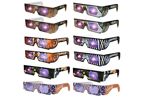 Wild Eyes 3D Glasses- 12pk, Including 2 Smiley Face Glasses, Look through Glasses and see Tigers, Monkeys, Zebras, T-Rex, Elephant or Smiley Faces Appear before your Eyes! (12pk)