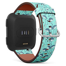 Load image into Gallery viewer, Replacement Leather Strap Printing Wristbands Compatible with Fitbit Versa - Flamingo Pattern on Turquoise Background

