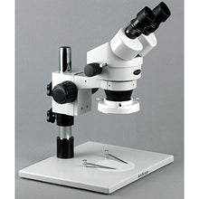 Load image into Gallery viewer, AmScope SM-1BZ-FRL Professional Binocular Stereo Zoom Microscope, WH10x Eyepieces, 3.5x-90x Magnification, 0.7X-4.5X Zoom Objective, Fluorescent Ring Light, Large Table Pillar Stand, 110V-240V, Includ
