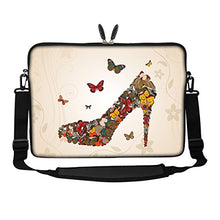 Load image into Gallery viewer, Meffort Inc 14 14.1 Inch Neoprene Laptop/Ultrabook/Chromebook Bag Carrying Sleeve with Hidden Handle and Adjustable Shoulder Strap (Butterfly High Heel)
