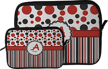 Load image into Gallery viewer, Red &amp; Black Dots &amp; Stripes Tablet Case/Sleeve - Large (Personalized)
