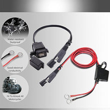 Load image into Gallery viewer, Motorcycle 2.1A Waterproof USB Charger Kit SAE to USB Adapter+Extension Harness (Black)
