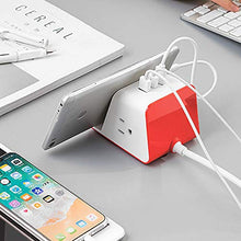 Load image into Gallery viewer, Mydesktop 29W Wireless Charging Stand with 3 USB Ports, 5V/4.8A Total and 2 Power Outlets for iPhone, Android, Tablets and Laptops - Tangerine
