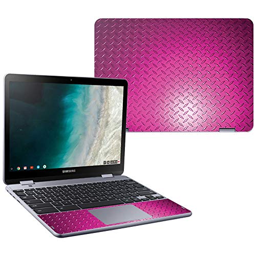 MightySkins Skin Compatible with Samsung Chromebook Plus LTE (2018) - Pink Diamond Plate | Protective, Durable, and Unique Vinyl wrap Cover | Easy to Apply, Remove | Made in The USA