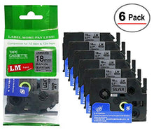 Load image into Gallery viewer, 6/Pack LM Tapes - Premium 3/4&quot; Black Print on Silver Label Compatible with Brother TZe-941 P-Touch Tape and Comes with a Great Tape Color/Size Guide for Easy reordering. 18mm 0.7 Laminated

