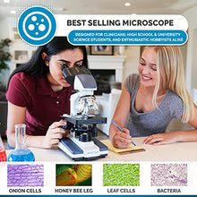 Load image into Gallery viewer, AmScope B120C-WM-PS100 Siedentopf Binocular Compound Microscope, 40X-2500X Magnification, Brightfield, LED Illumination, Abbe Condenser, Double-Layer Mechanical Stage, Includes Book and Set of 100 Pre
