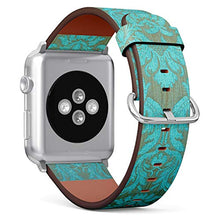 Load image into Gallery viewer, S-Type iWatch Leather Strap Printing Wristbands for Apple Watch 4/3/2/1 Sport Series (38mm) - Turquoise Damask Fabric Texture
