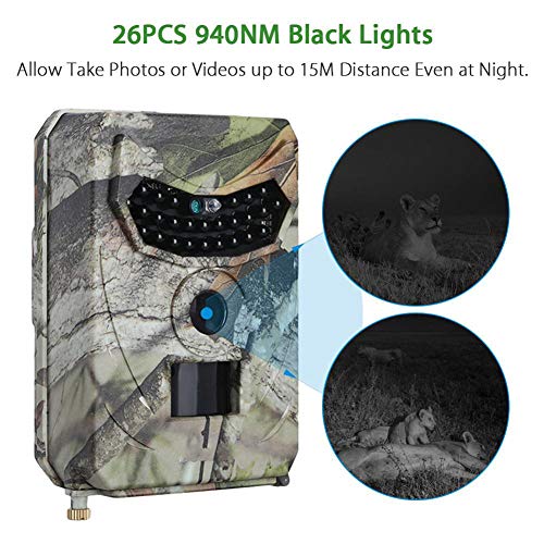 Faironly Camouflage 12MP Hunting Camera Photo Trap Night Vision 1080P Video Trail Wildlife Camera