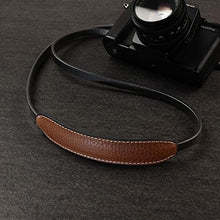 Load image into Gallery viewer, CANPIS CP005 Leather Camera Neck Shoulder Strap with Movable Pad compatible with Sony Leica Canon Fujifilm Olympus Panasonic Camera (Color: Black &amp; Brown, Length 108cm)
