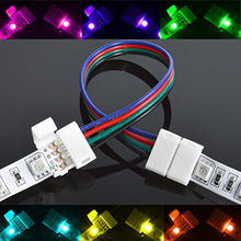 Load image into Gallery viewer, 10mm 6-Inch 4-Wire Solderless Flexible Coupler for 5050 RGB LED Strip Light PCB (10-Pack)
