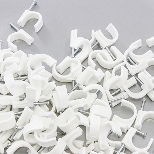 1000 Round 7/8 Inches (22 mm) Pipe PVC Pex Tubing Holder Support Clamp Cable Wire Clips Cable Management Cord Tie Holder Coaxial Nail in Clamps Tacks