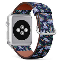 Compatible with Small Apple Watch 38mm, 40mm, 41mm (All Series) Leather Watch Wrist Band Strap Bracelet with Adapters (Koalas Eucalyptus Forest)