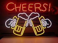 Cheers Beer Real Glass Neon Light Sign Home Beer Bar Pub Recreation Room Game Room Windows Garage Wall Store Sign (17