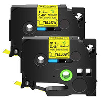 Nineleaf 2 PK Black on Yellow Label-Making Tape Heat Shrinkable Tape Compatible for Brother P-Touch HSe-631 HSe631 HS631 HS-631 11.7mm 1/2