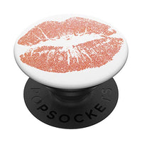Rose Pink Kissy Lips Girly Girl on White Background PopSockets PopGrip: Swappable Grip for Phones & Tablets