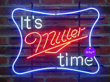 Load image into Gallery viewer, Urby 17&quot;x14&quot; It&#39;s Miller Time Custom Handmade Glass Tube Neon Light Sign 3-Year Warranty-Unique Artwork! U303
