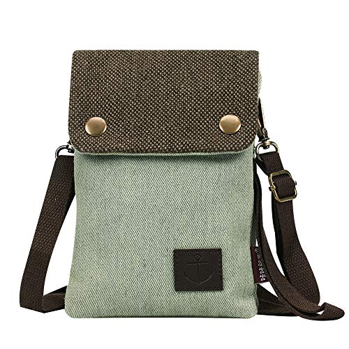BECPLT Canvas Small Cute Crossbody Women Cell Phone Purse Wallet Bag with Shoulder Strap for iPhone 11 iPhone 6s 7 Plus 8 Plus iPhone XS MAX,Galaxy Note 9 S7 S10 Plus (Fits with OtterBox Case)-Green
