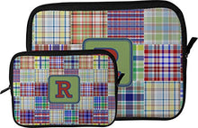 Load image into Gallery viewer, Blue Madras Plaid Print Tablet Case/Sleeve - Large (Personalized)
