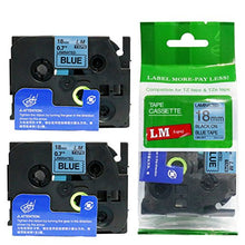 Load image into Gallery viewer, 2/Pack LM Tapes - LMe-541 Premium 3/4&quot; Black Print on Blue Label Compatible with Brother TZe541 P-Touch Tape Includes Tape Color/Size Guide. Replaces TZe-541 18mm 0.7 Laminated
