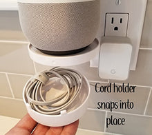 Load image into Gallery viewer, Mount Genie Smart Home Outlet Shelf: Hidden Cord Storage and Extra Custom Short Cords Great for Google Home, Nest, Security Cameras, Smart Speakers, and More
