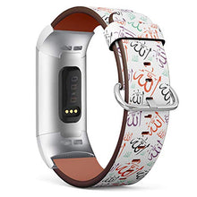 Load image into Gallery viewer, Replacement Leather Strap Printing Wristbands Compatible with Fitbit Charge 3 / Charge 3 SE - Pattern with Fitbit Symbols of Names of god in Islam Allah
