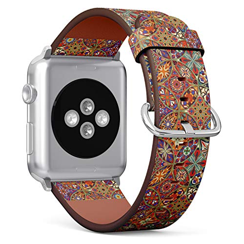 Compatible with Small Apple Watch 38mm, 40mm, 41mm (All Series) Leather Watch Wrist Band Strap Bracelet with Adapters (Decorative Mandalas Vintage)