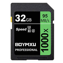 Load image into Gallery viewer, 32GB Memory Card U3, BOYMXU Professional 1000 x Class 10 Card U3 Memory Card Compatible Computer Cameras and Camcorders, Camera Memory Card Up to 95MB/s, Green/Black
