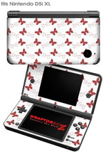 Load image into Gallery viewer, Nintendo DSi XL Skin - Pastel Butterflies Red on White
