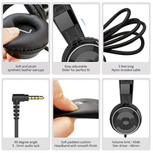 Load image into Gallery viewer, BASEMAN Wired Headphones with Microphone - Foldable Wired On-Ear Headphones for Laptops Computer Cellphone Tablet, Stereo Bass Headsets with 3.5mm Jack No-Tangle Cord for Boys Girls Women Men - Black
