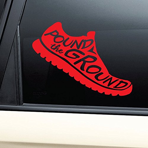 Nashville Decals Pound The Ground 5k 10k 13.1 26.2 Marathon Runner Vinyl Decal Laptop Car Truck Bumper Window Sticker - Red