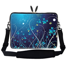 Load image into Gallery viewer, Neoprene Laptop Sleeve Bag with Hidden Handle &amp; Adjustable Shoulder Strap for 17 17.3 inch Notebook - Blue Swirl Flower Design
