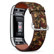 Load image into Gallery viewer, Replacement Leather Strap Printing Wristbands Compatible with Fitbit Charge 2 - Rose Floral Skull Pattern
