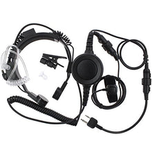 Load image into Gallery viewer, TENQ Military Tactical Throat Mic Headset Earpiece with Big Finger PTT for 2 Two Way Radio Midland Alan LXT80 LXT305 LXT340 LXT480
