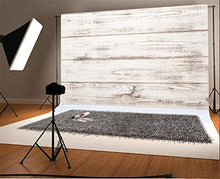 Load image into Gallery viewer, Laeacco Vinyl 7x5ft Rustic White Lateral-Cut Wood Texture Plank Photography Background Grunge Wooden Board Backdrop Children Adult Pets Artistic Portrait Shoot Hardwood Studio Props
