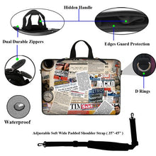 Load image into Gallery viewer, Meffort Inc 15 15.6 inch Laptop Carrying Sleeve Bag Case with Hidden Handle &amp; Adjustable Shoulder Strap with Matching Skin Sticker and Mouse Pad Combo - Newspaper Clips
