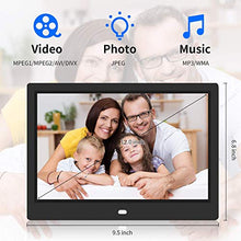 Load image into Gallery viewer, HE Digital Photo Frame 12-Inch Widescreen Display Pictures and Videos on Your Photo Frame Via Mobile App or Email, Music Playback, Auto-Sensing, for SD, Mini SD, with Remote Control,White
