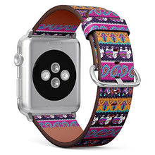 Load image into Gallery viewer, Compatible with Small Apple Watch 38mm, 40mm, 41mm (All Series) Leather Watch Wrist Band Strap Bracelet with Adapters (Tribal Elephant)
