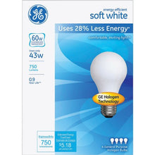 Load image into Gallery viewer, GE Lighting 66247 43 Watt A19 Halogen Light Bulb Pack 4 Count
