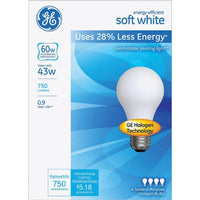 GE Lighting 66247 43 Watt A19 Halogen Light Bulb Pack 4 Count