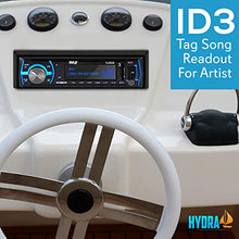 Load image into Gallery viewer, Pyle Marine Bluetooth Stereo Radio - 12v Single DIN Style Boat In dash Radio Receiver System with Built-in Mic, Digital LCD, RCA, MP3, USB, SD, AM FM Radio - Remote Control - PLMRB29B (Black)
