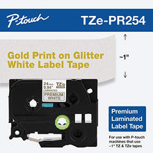 Load image into Gallery viewer, Brother Printer Brother P-touch TZe-PR254 Gold Print on White Glitter Premium Laminated Tape 24mm (0.94) wide x 8m (26.2) long, TZEPR254
