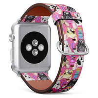 Compatible with Small Apple Watch 38mm, 40mm, 41mm (All Series) Leather Watch Wrist Band Strap Bracelet with Adapters (Cute Dogs Collection)