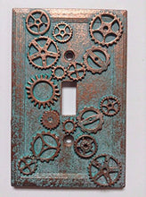 Load image into Gallery viewer, Gears (Steampunk) Stone/Copper/Patina Light Switch Cover (Custom) (Copper/Patina)

