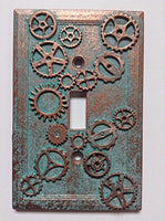 Gears (Steampunk) Stone/Copper/Patina Light Switch Cover (Custom) (Copper/Patina)