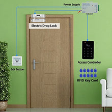 Load image into Gallery viewer, LIBO Full Set Kit of RFID Access Control Keypad 125KHz with DC12V Electric Lock Electronic Bolt Lock, 3A Power Supply, Exit Button, 10pcs ID Key Cards
